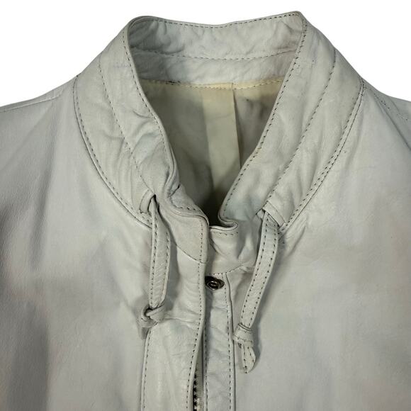 Vintage Women's Large C&A White Cowhide Leather Jacket 40” Chest Classic Bomber - Picture 5 of 11